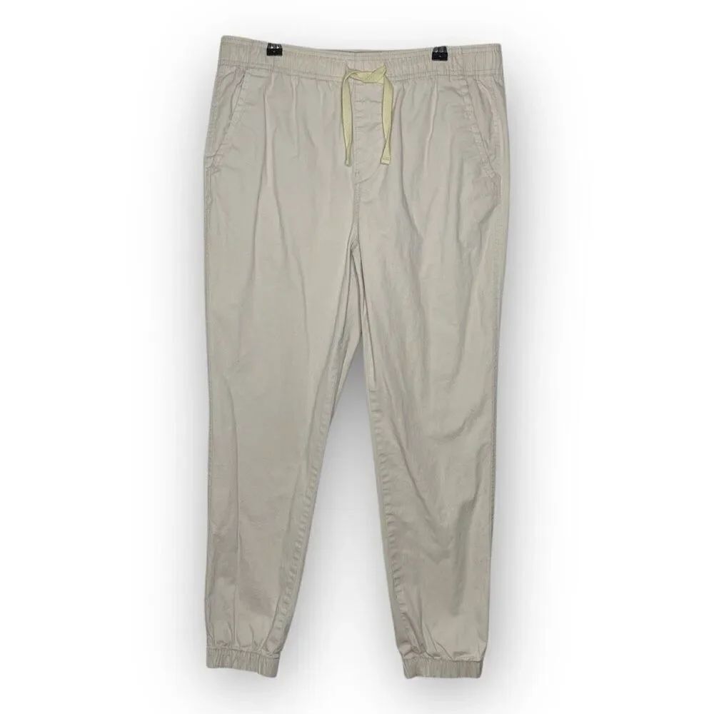 Aeropostale Active Stretch Twill Tapered Joggers Cream Tan Khaki Men’s Medium